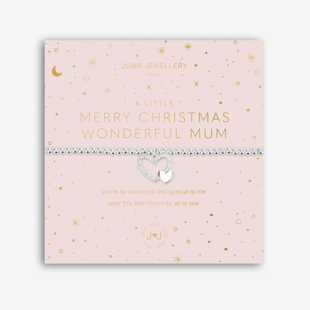 Christmas A Little | Merry Christmas Wonderful Mum | Silver | Bracelet | 17.5cm Stretch