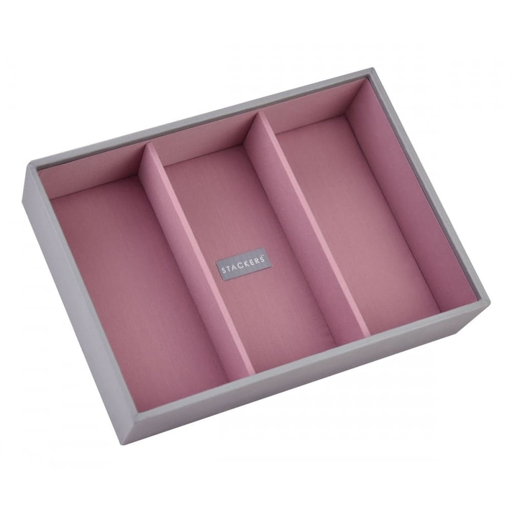 Dove Grey Classic Deep 3 Stackers Antique Rose Lining