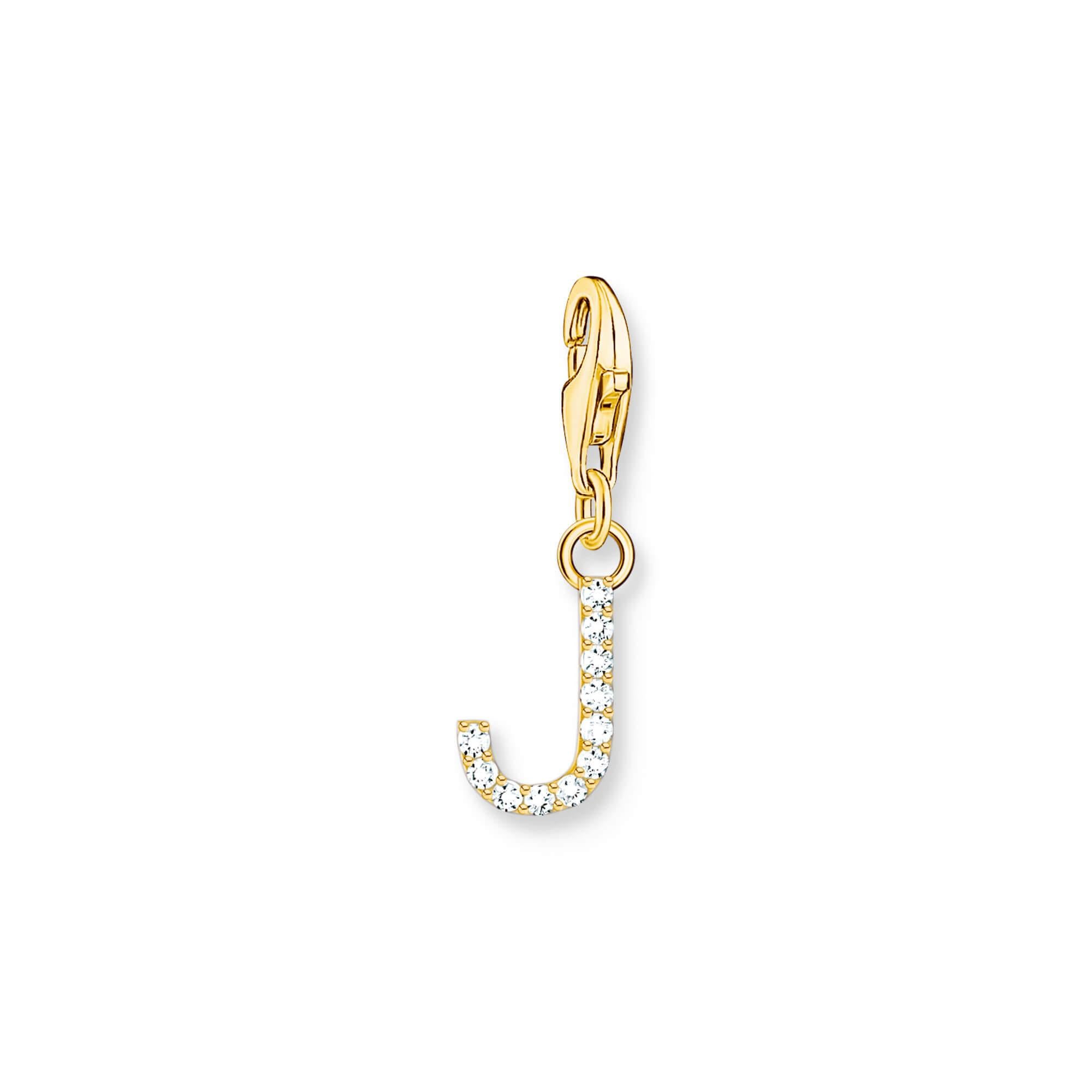 Gold Plated Sparkling letter J Charm Pendant