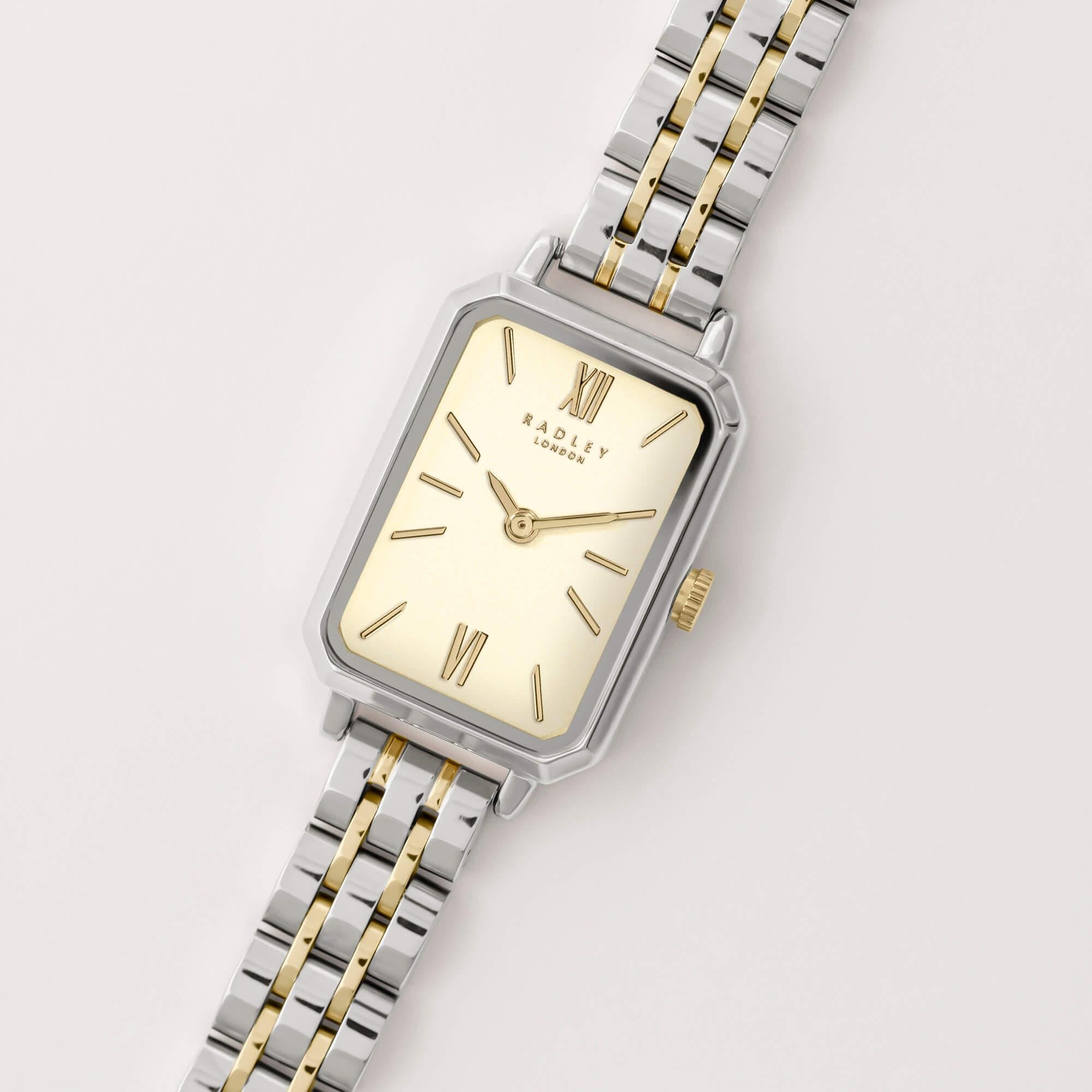 Ladies Two Tone Rectangle Bracelet Watch