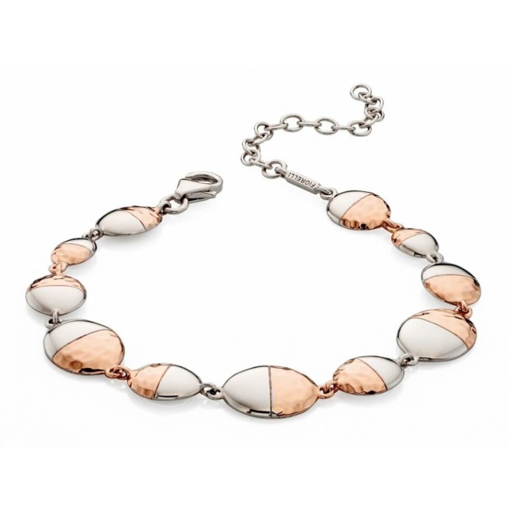Hammered Rose Gold Plated Oval Bracelet