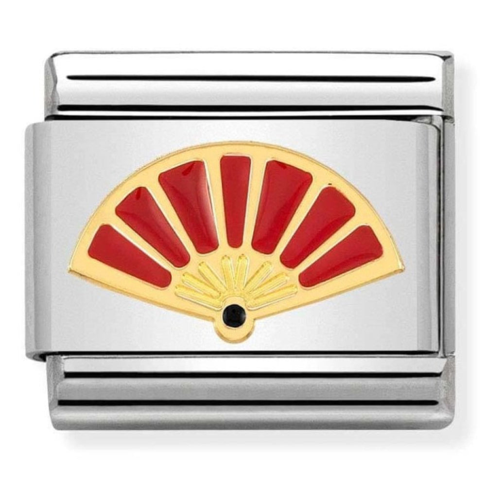 Composable Classic Gold 750 Fan Symbol in Steel & Enamel Charm