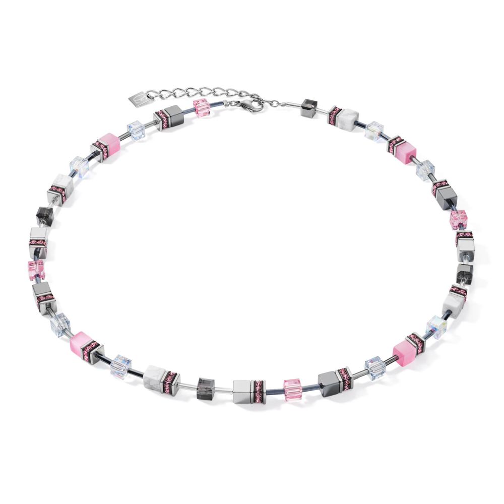Medium Rose-White Geo Cube Necklace