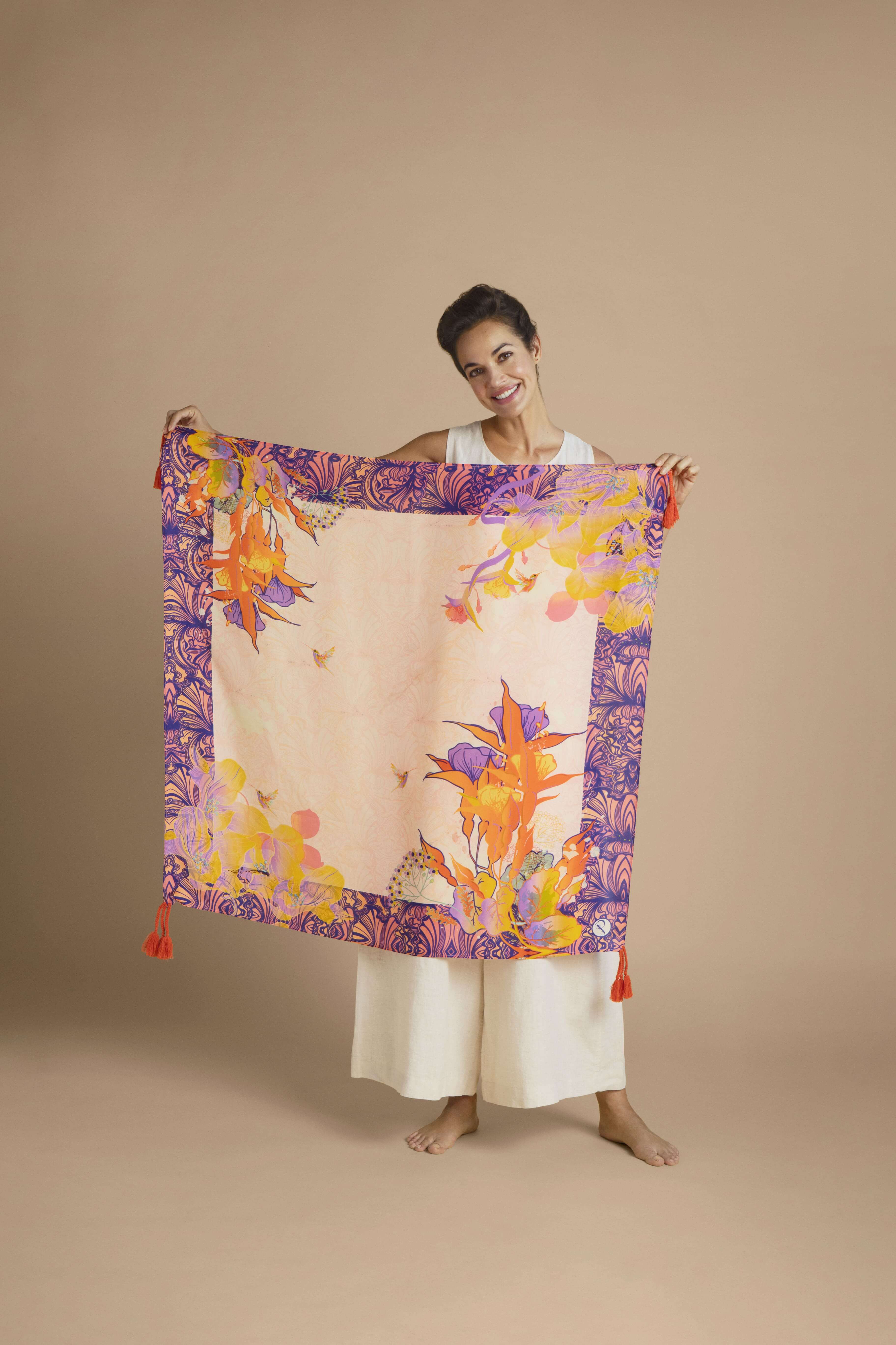 Tropical Hummingbird Silk Scarf