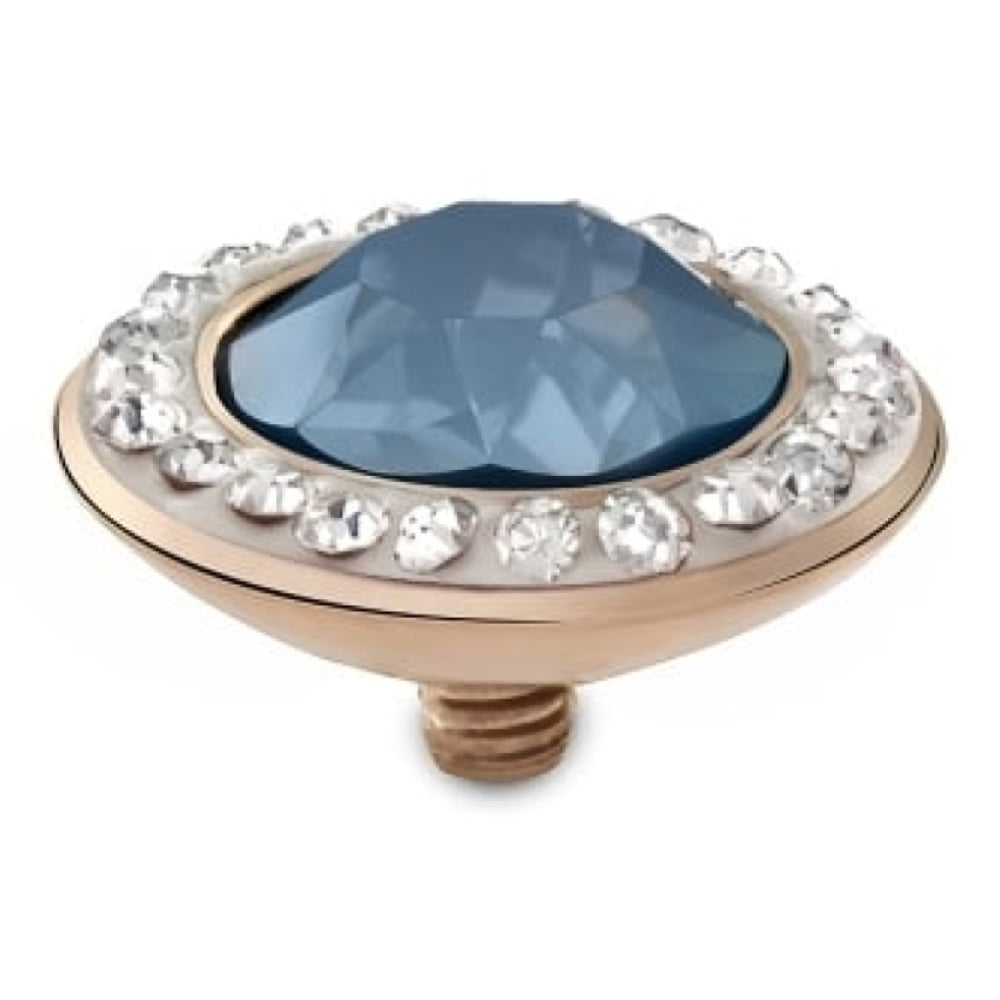 Famosa Rose Gold 13mm Tondo Deluxe Ring Top Air Blue Opal