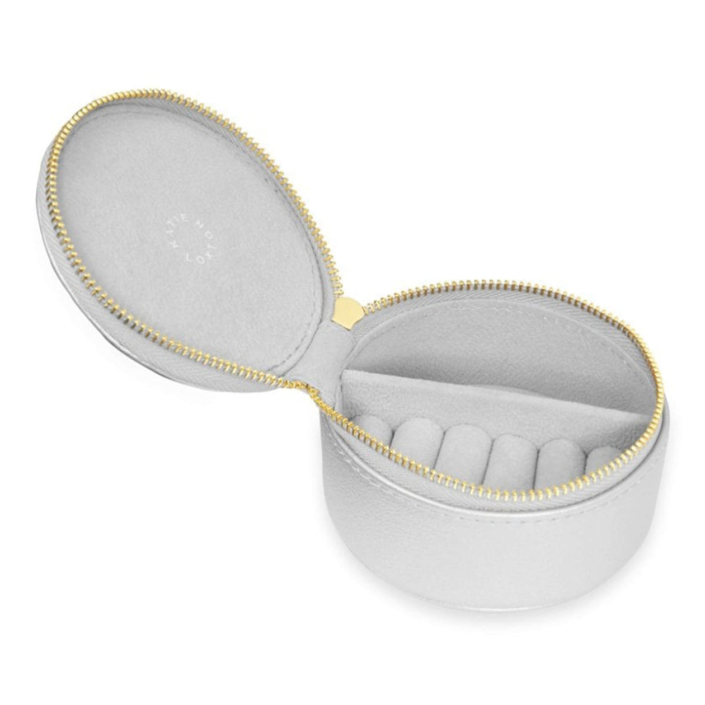SMALL CIRCLE JEWELLERY BOX - TIME TO SHINE - Metallic Silver Pebble - 9x9x5cm