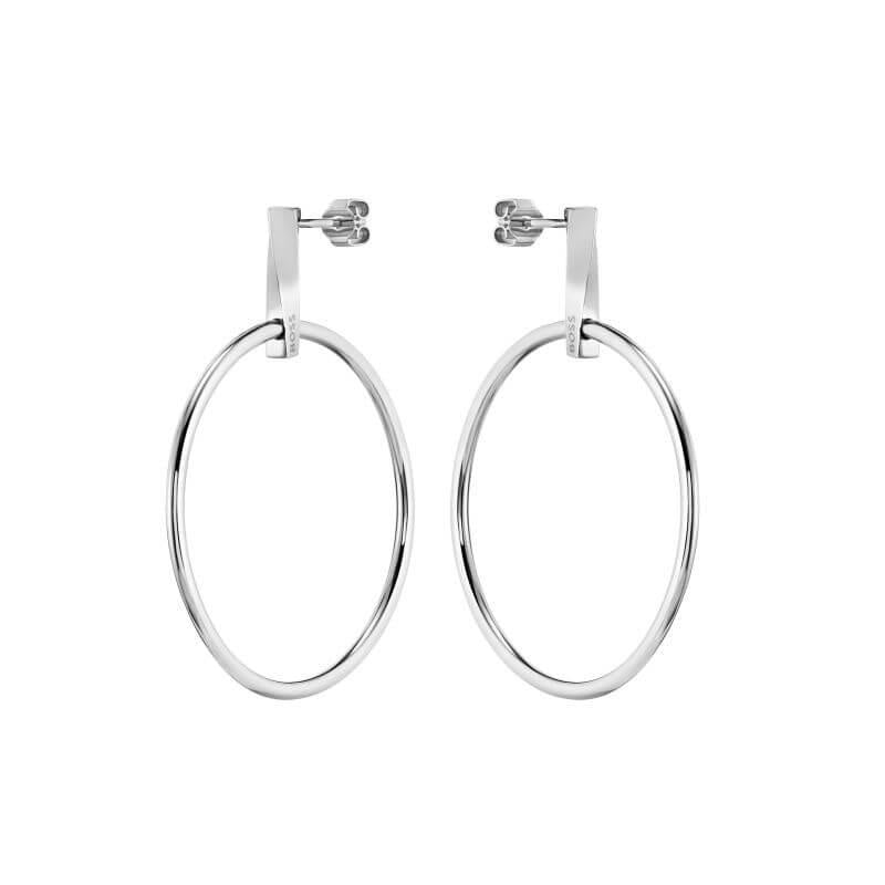 Signature Stainless Steel Hoop Style Stud Earrings
