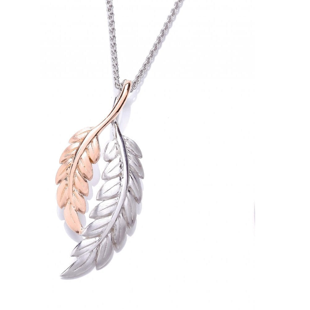 Rose Gold And Silver Feathers Pendant