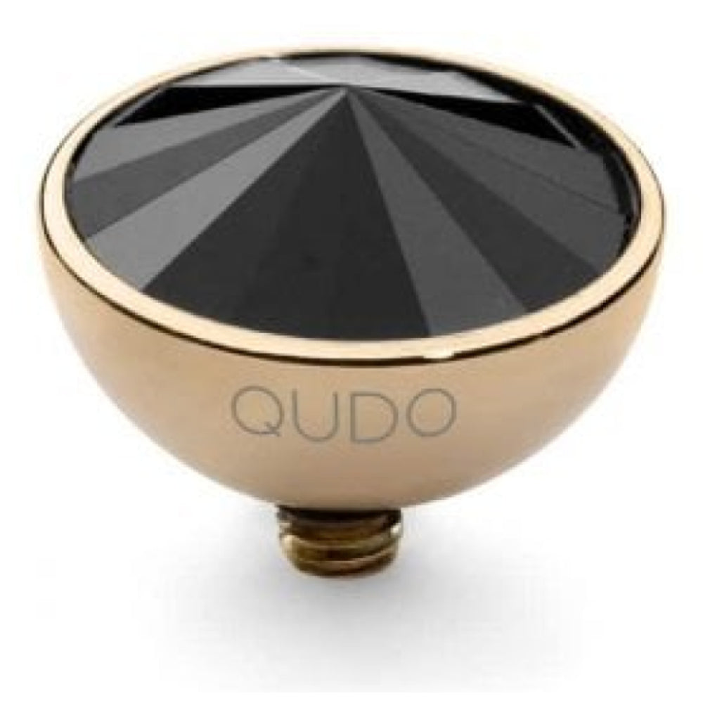 Famosa Gold 11.5mm Bottone Ring Top Jet Hematite