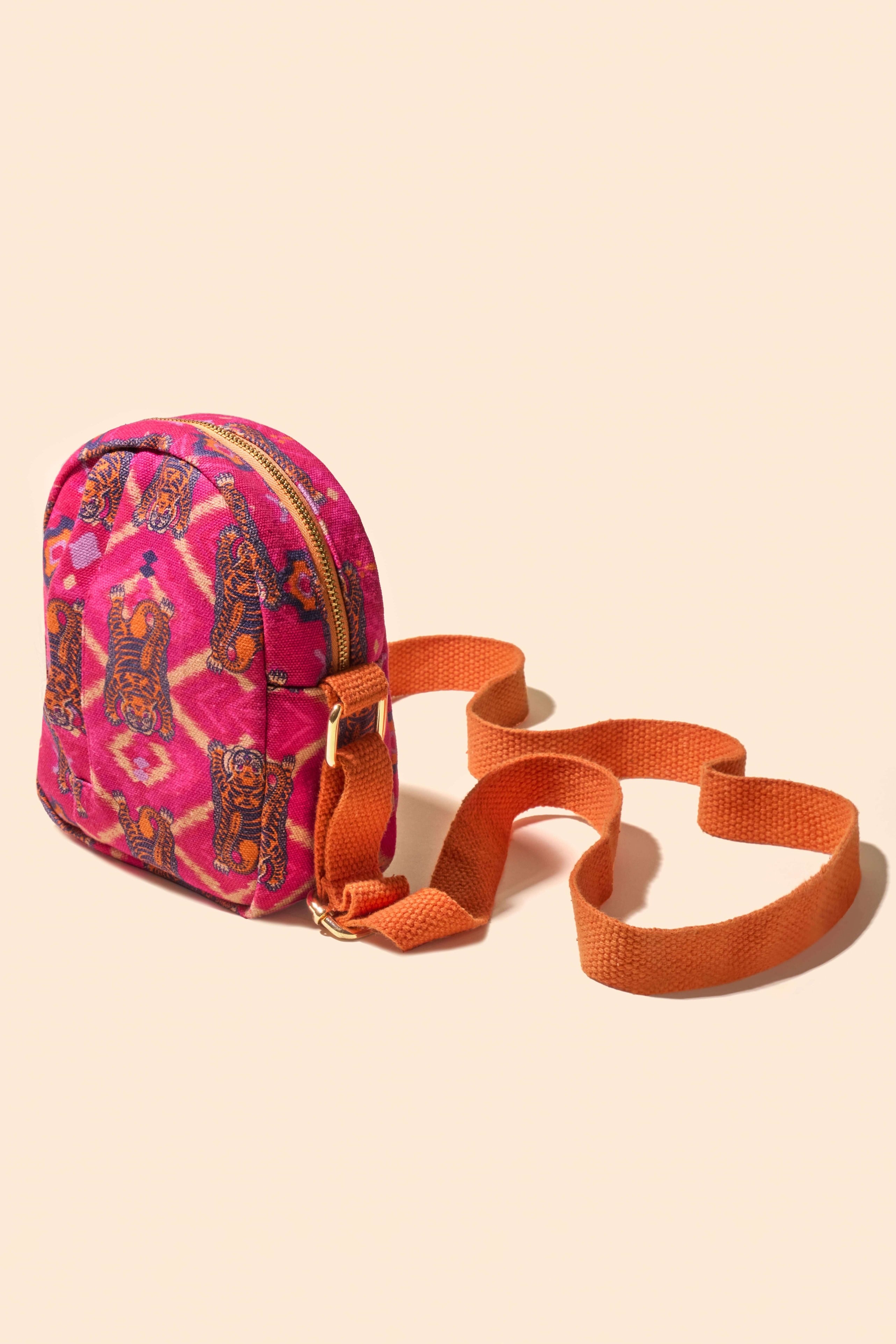 Ikat Tigers Canvas Out and About Bag - Fuchsia