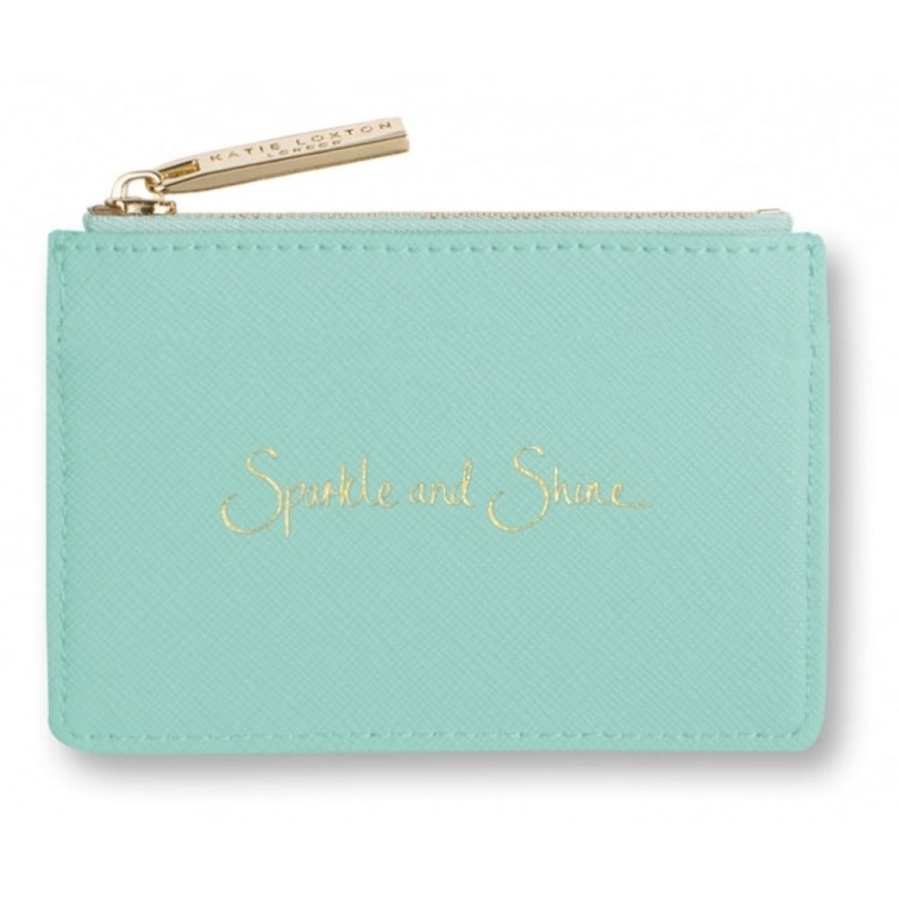 Card Holder With Small Zip Coins - Sparkle & Shine - Mint