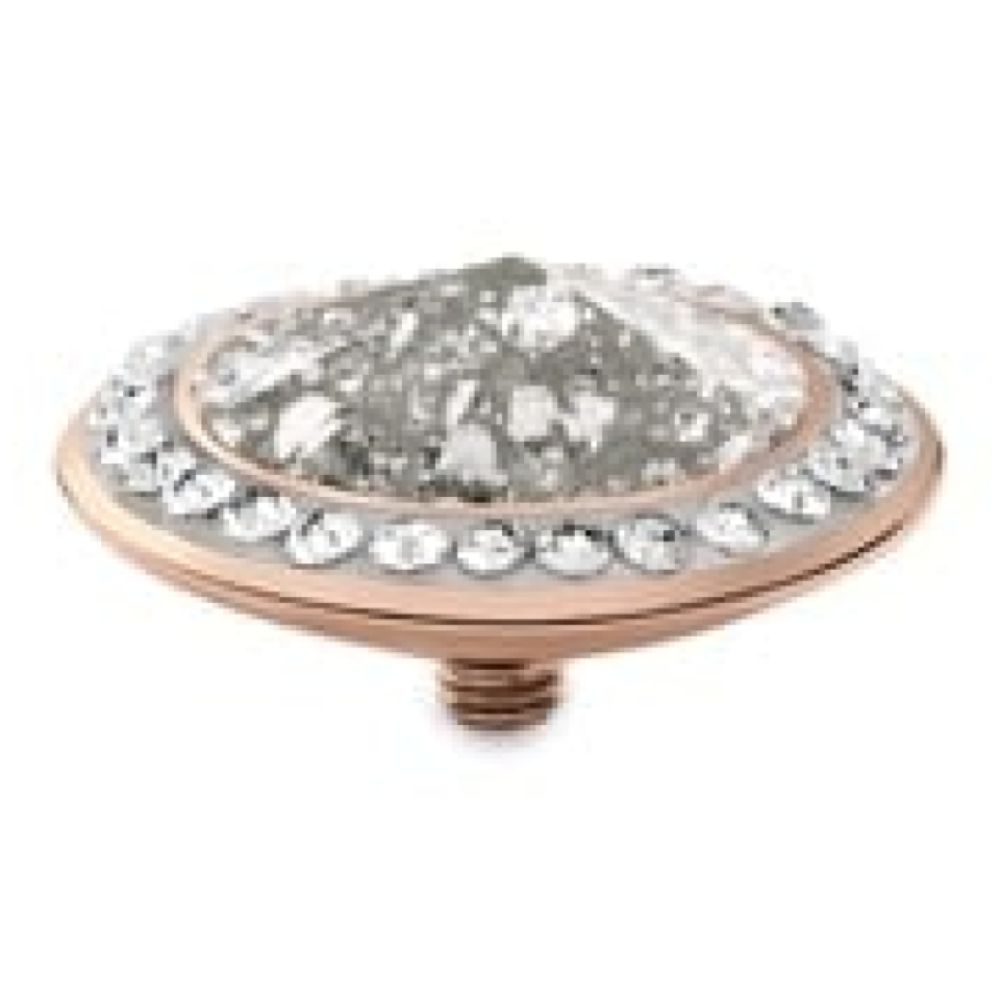 Famosa Tondo Deluxe 16mm Silver Patina In Rose Gold Plated Ring Top