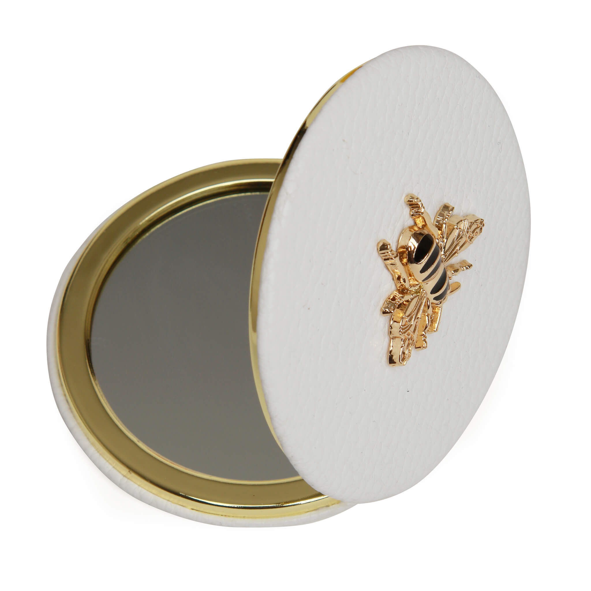 Round Compact Mirror White
