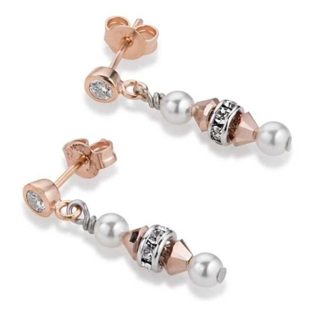 Swarovski Crystals & Pearl Rose Gold Earrings