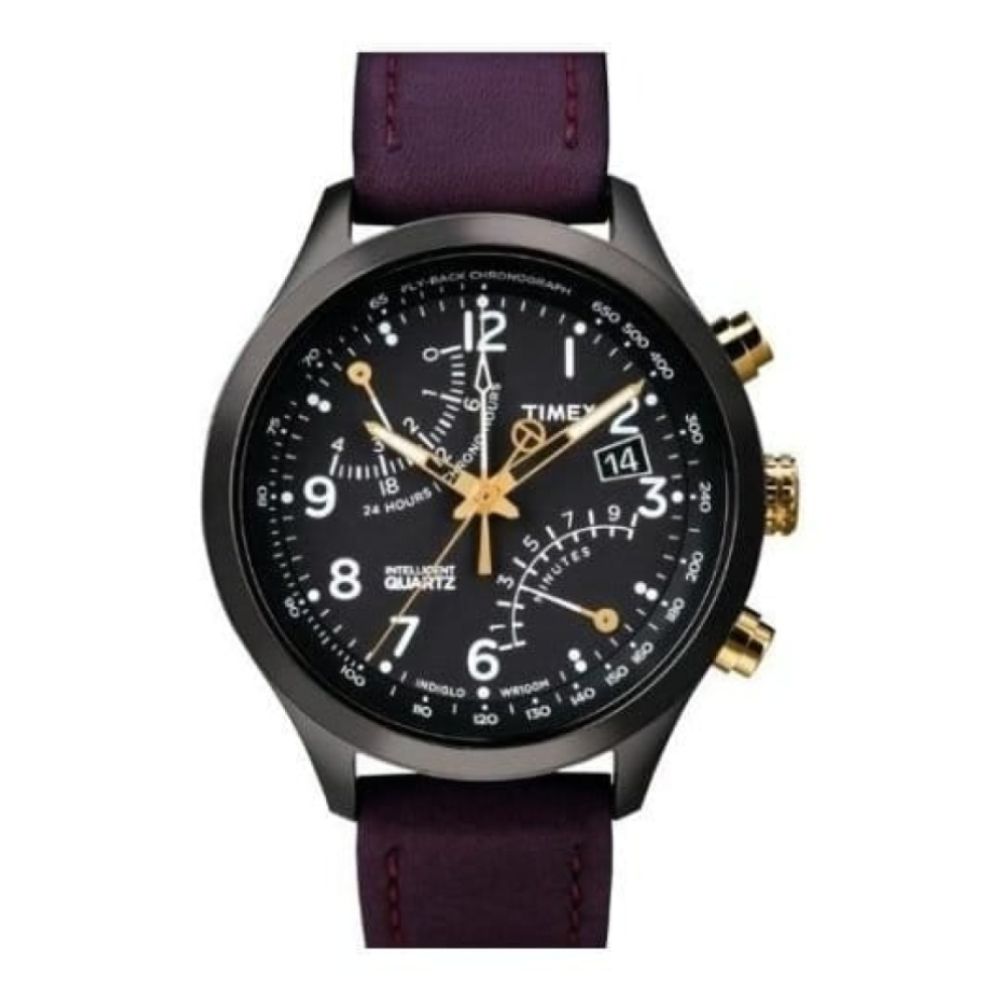 Gents IQ Fly Back Chronograph Brown Leather Strap Watch
