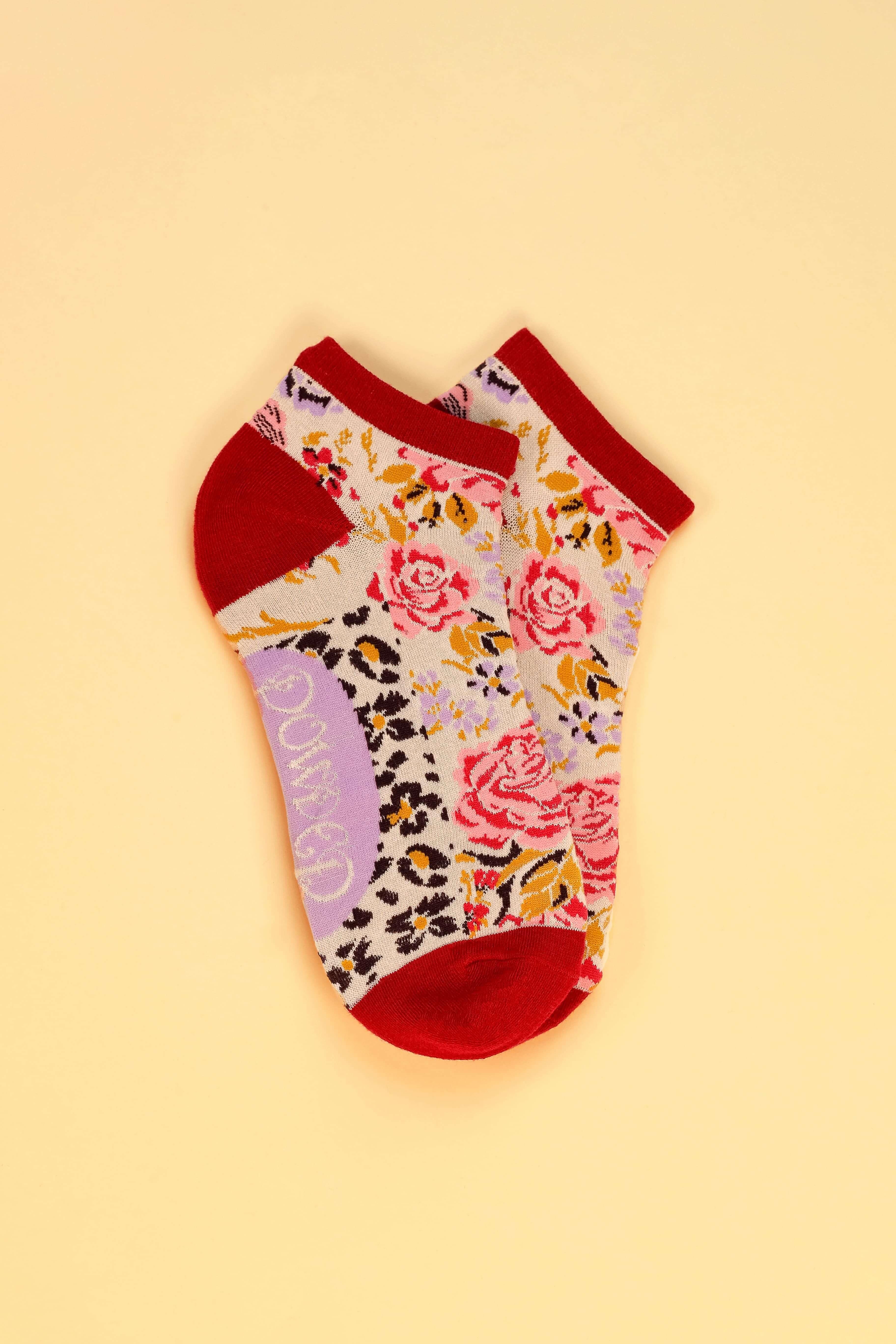 Floral Stencil Trainer Socks