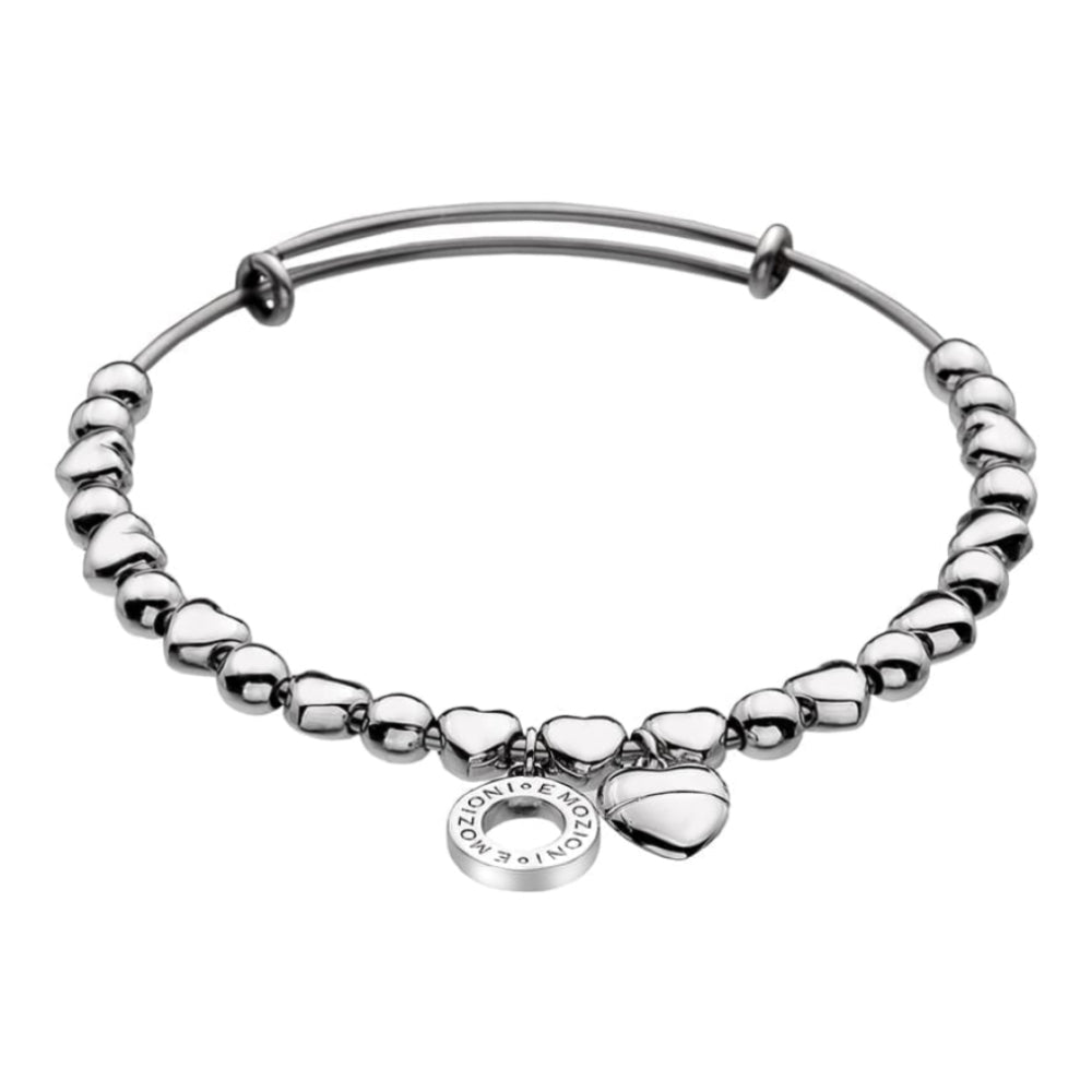 Emozioni Silver Plate Heart Bangle - Large