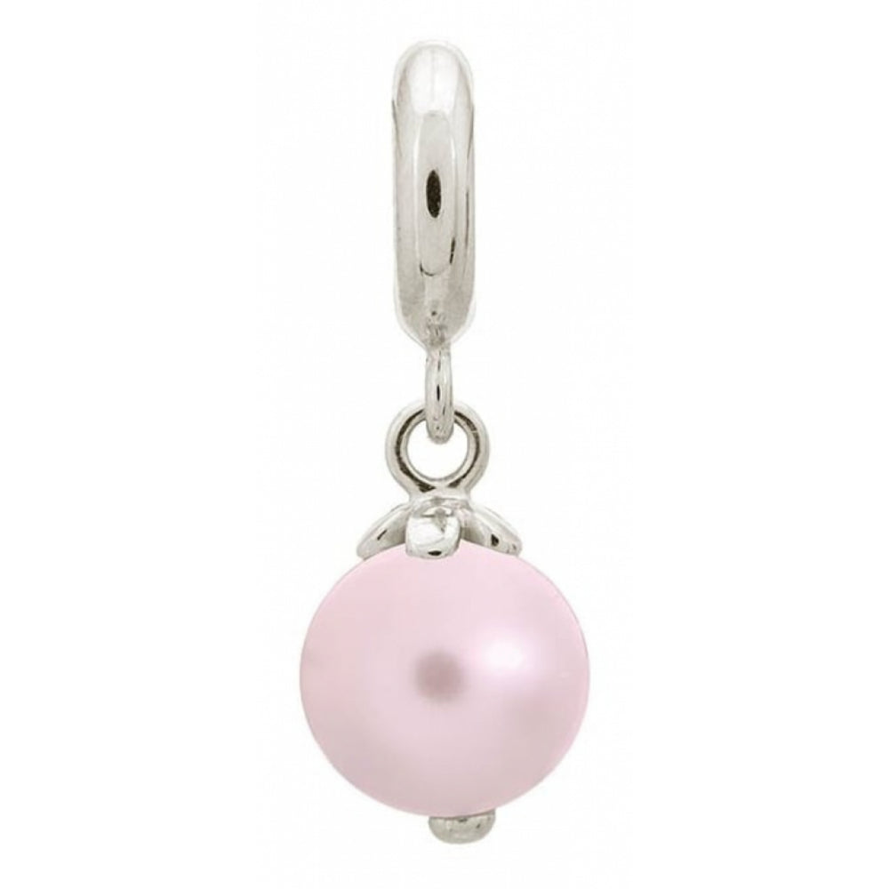 Sterling Silver Bracelet Charm With Pink Pearl