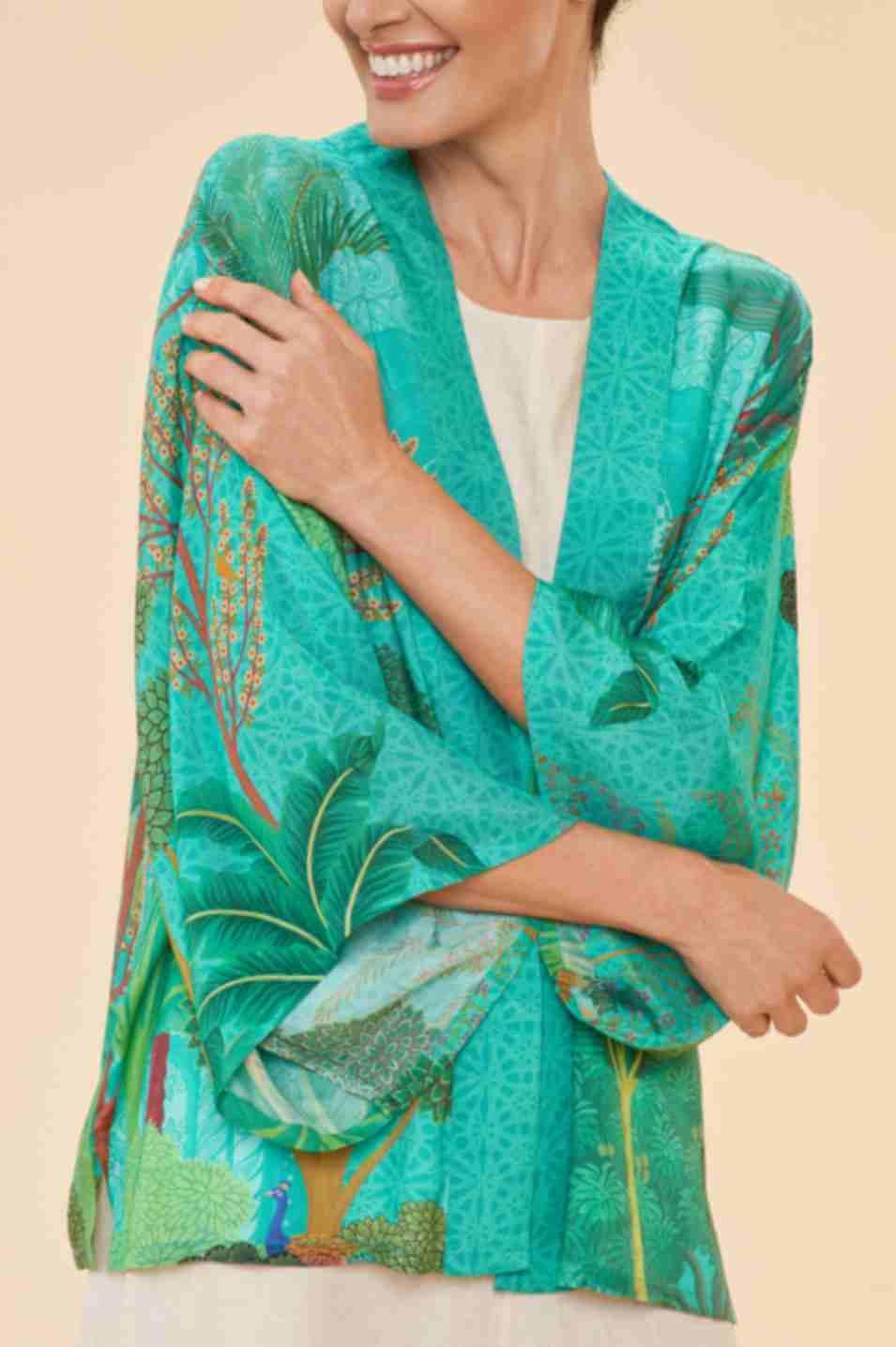 Secret Paradise Kimono Jacket - Aqua