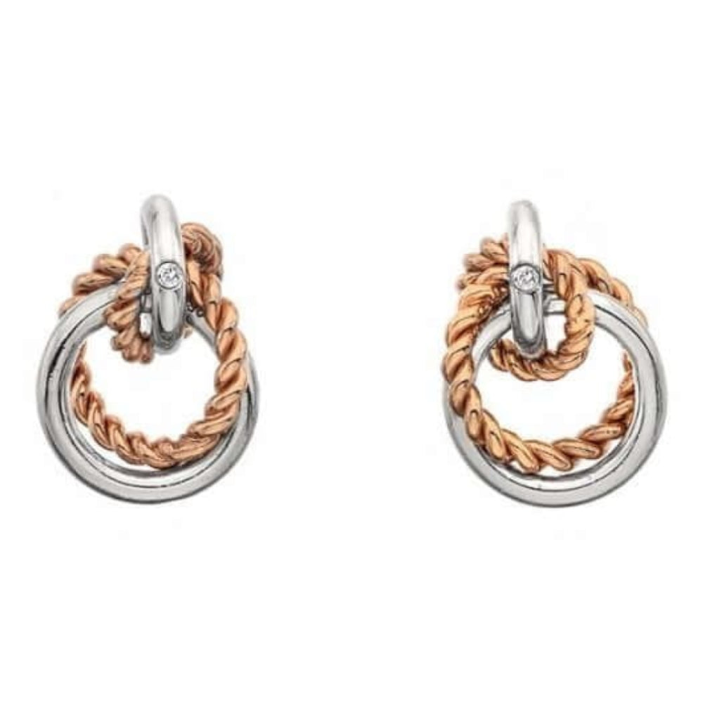 Unity Circle Earrings With Rose Gold Plated Accents