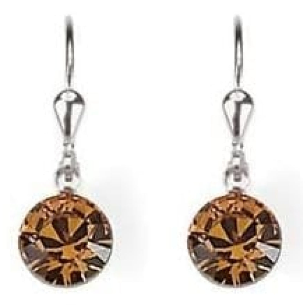 Ladies Orange Swarovski Elements Rhodium Plated Metal Earrings