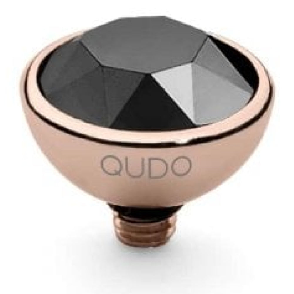 Famosa Rose Gold 10mm Bottone Ring Top Jet Hematite