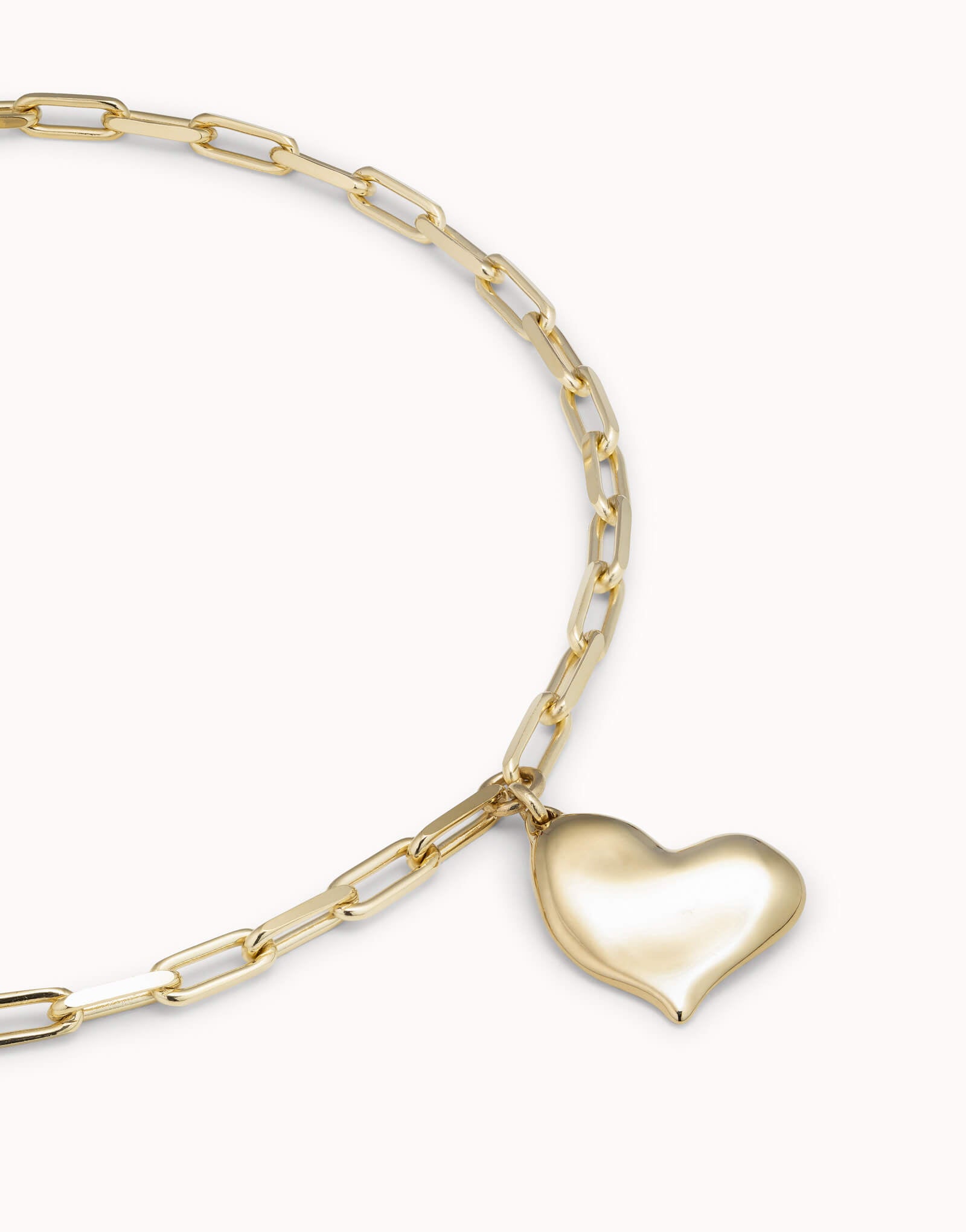 18k Gold Plated Short Necklace with Medium Sized Link Chain & Heart