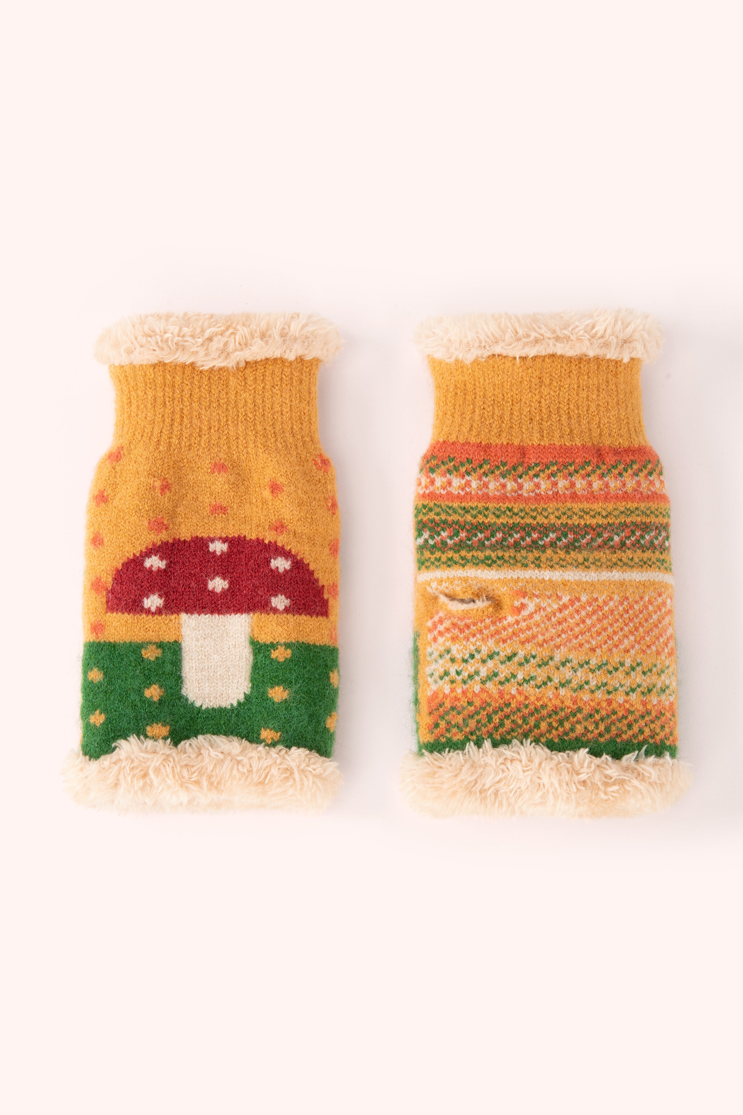 Toadstool Wrist Warmers In Mustard