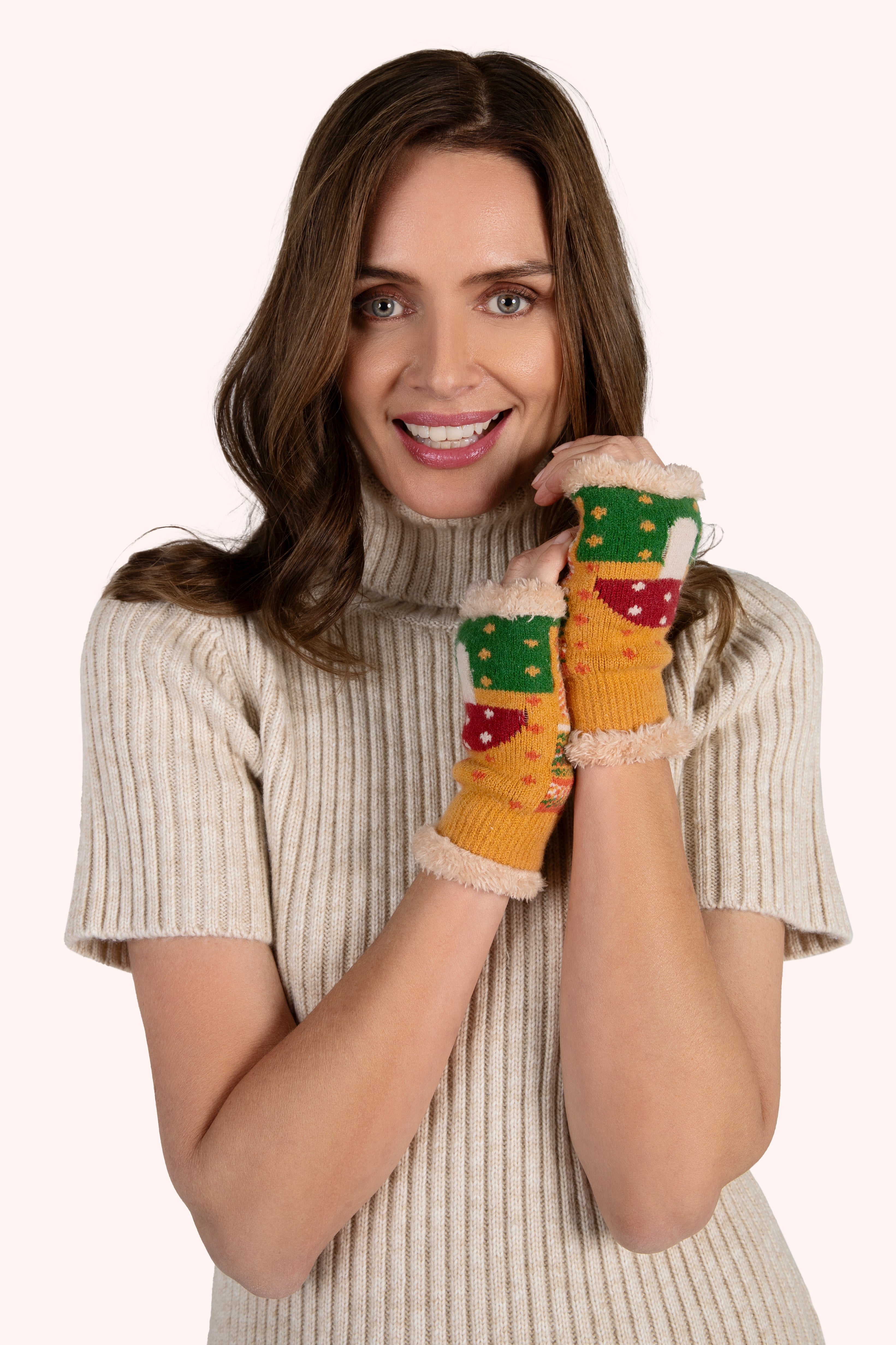 Toadstool Wrist Warmers In Mustard