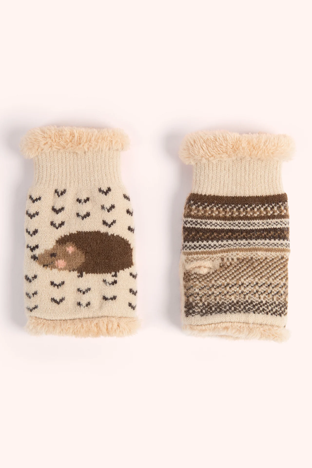 Hedgehog Wrist Warmers In Cream