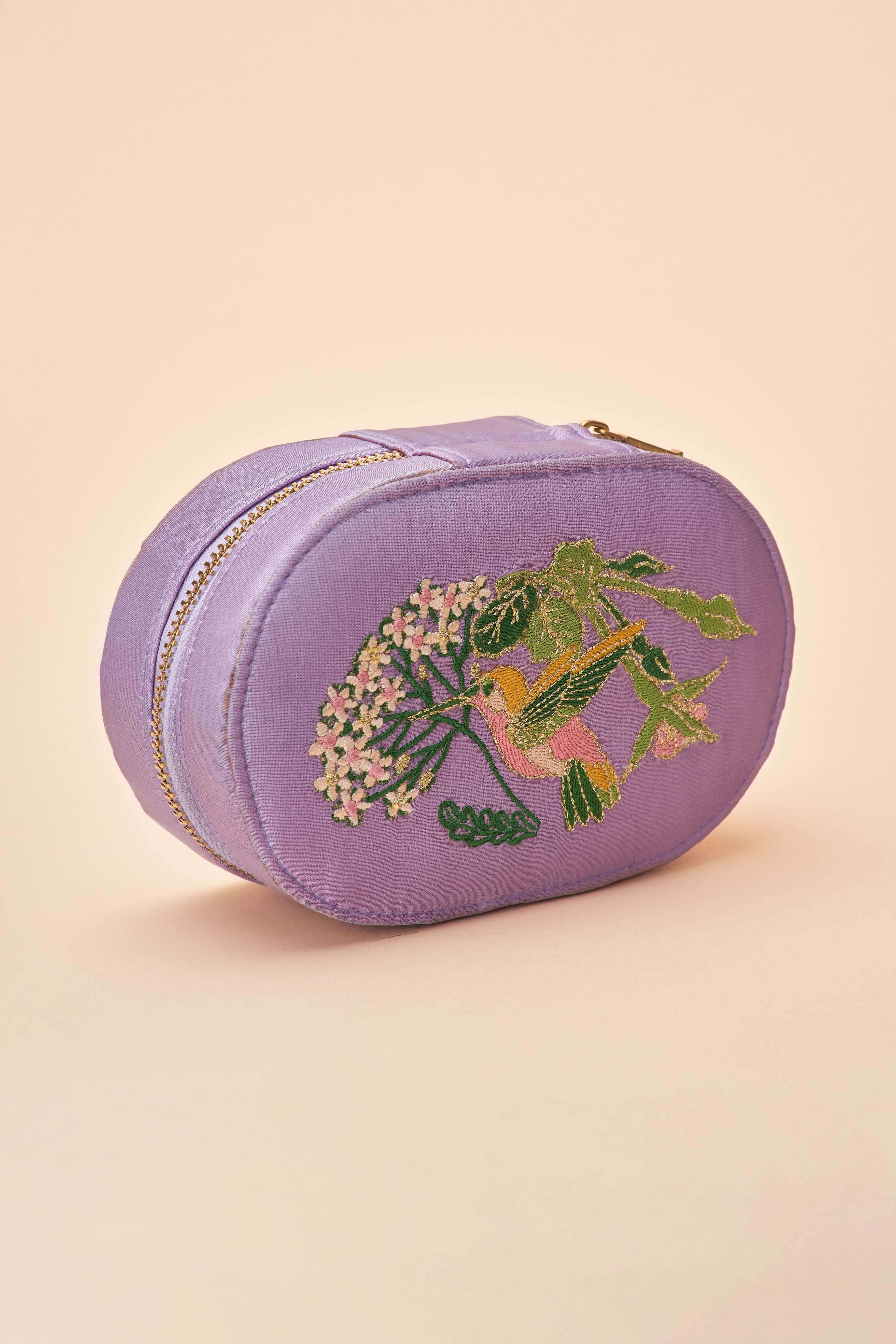 Oval Jewellery Box - Hummingbird in Lavender