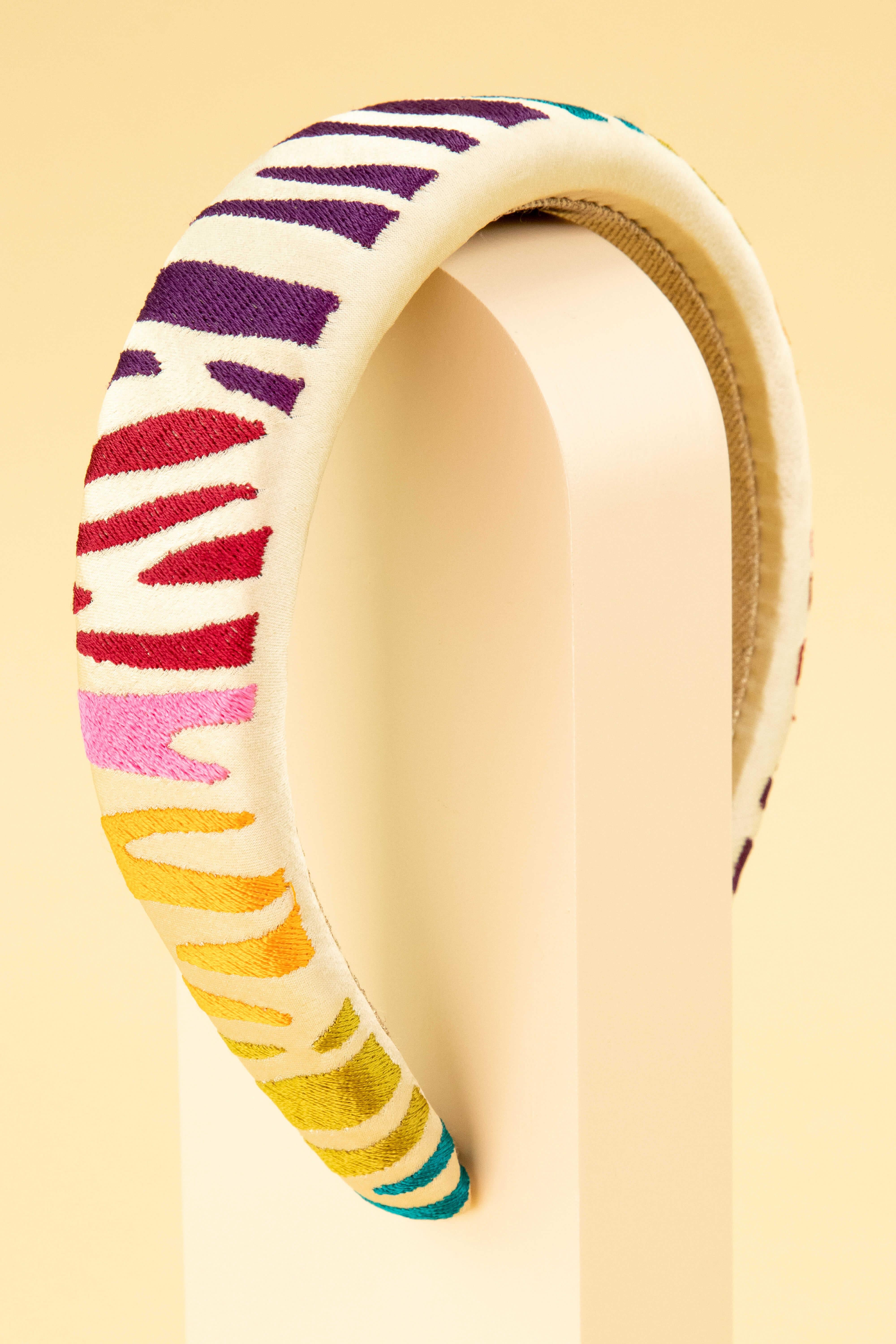 Rainbow Zebra Padded Headband