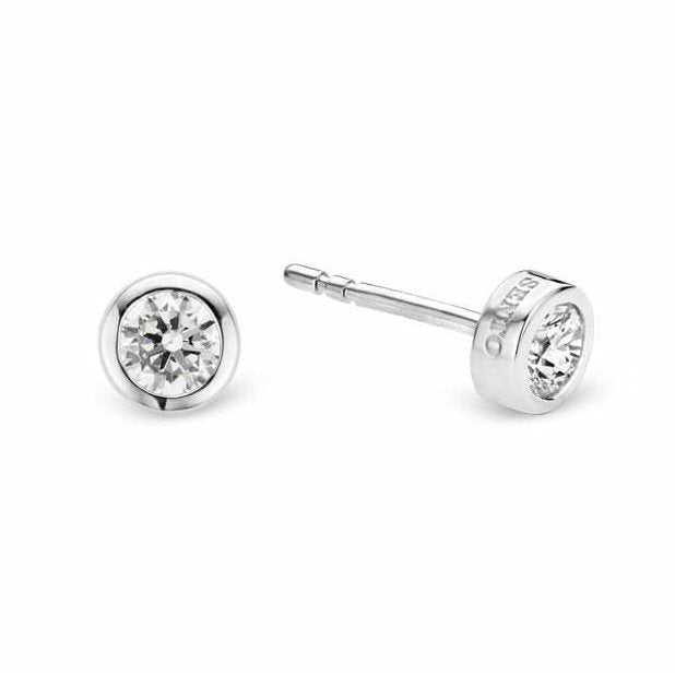 Silver Round CZ Stud Earrings
