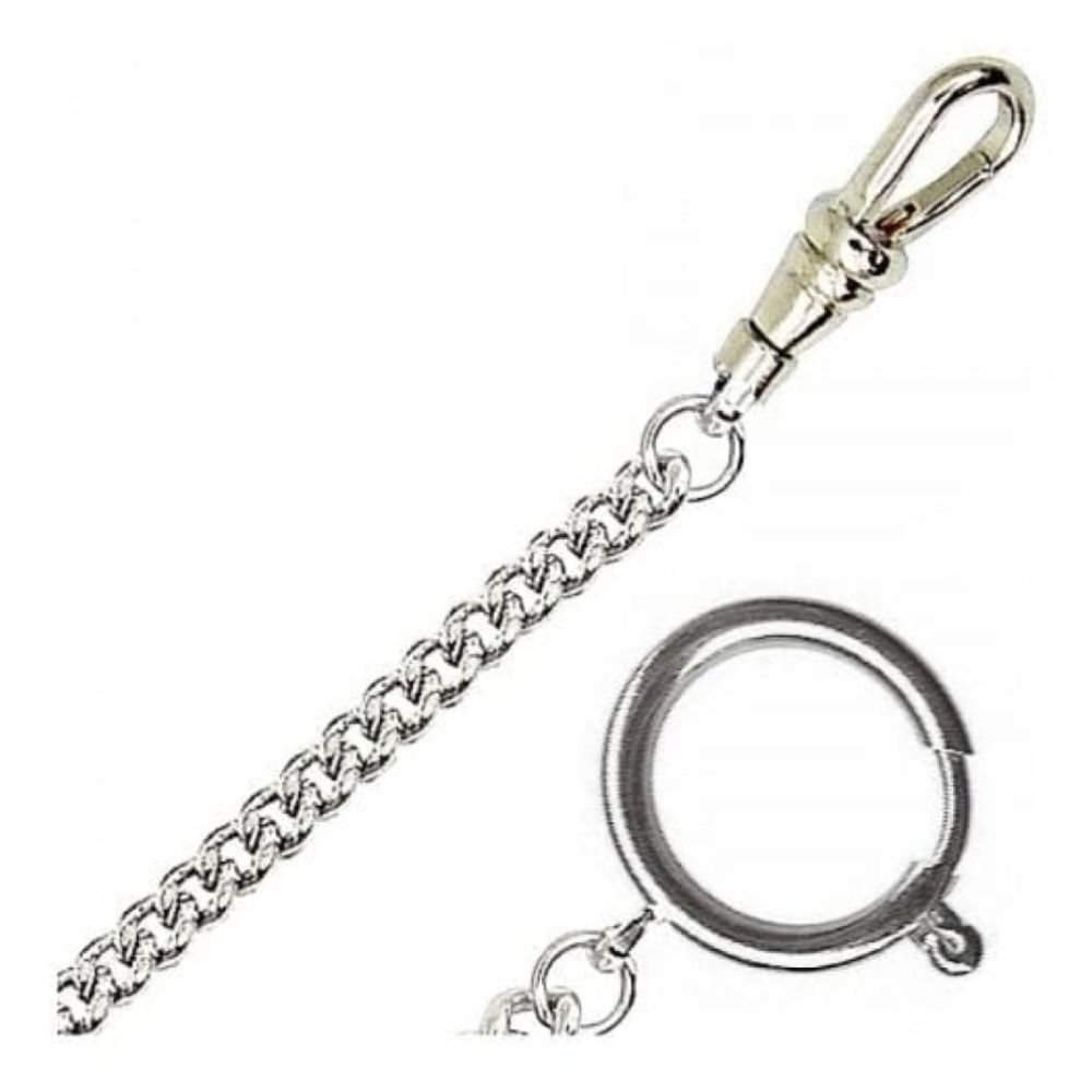 Chrome Plated 12 Inch Bolt Ring Pocket Watch Chain