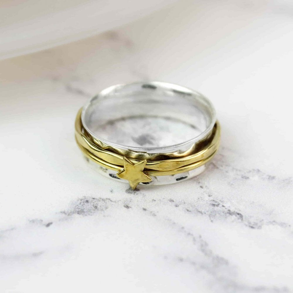 Silver/Brass Star Spinning Ring