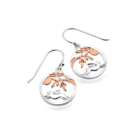 Origins Hare Rose Gold Plated Round Drop Earrings