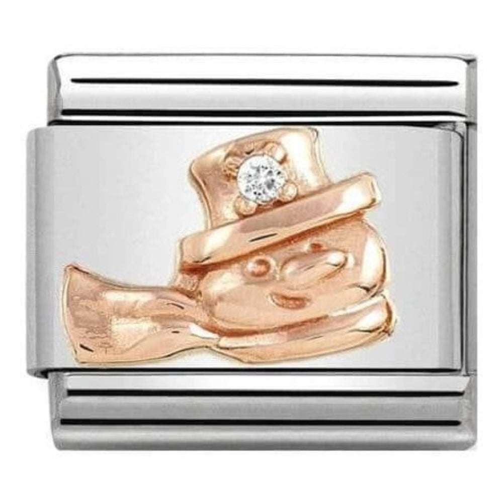 Classic Symbols Link Snow Man CZ 9k Rose Gold