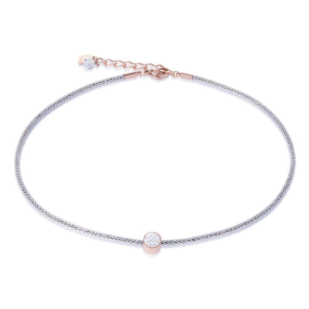 Crystal Pave & Mesh Rose Gold Necklace