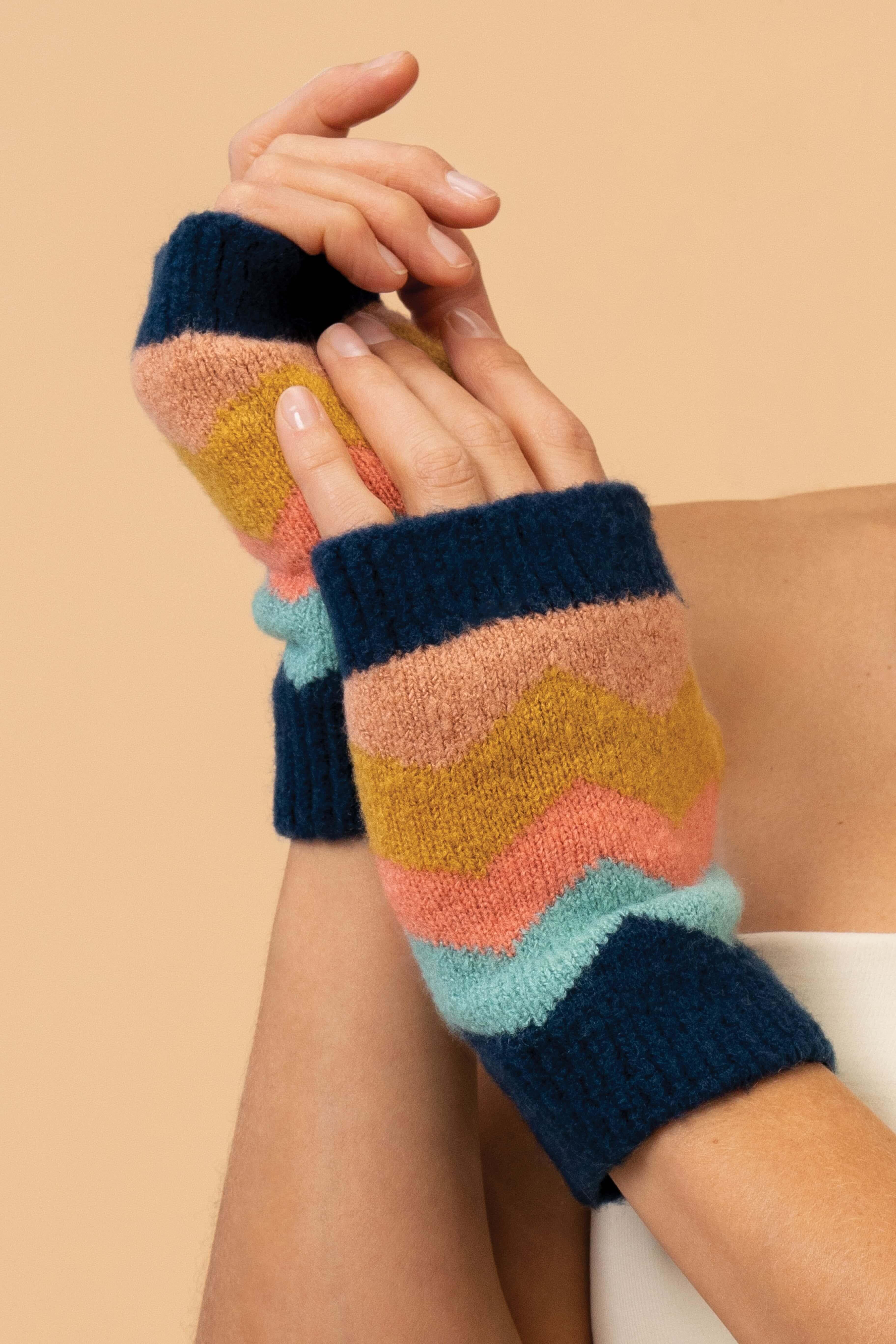 Ladies Nora Wrist Warmers - Navy Mix