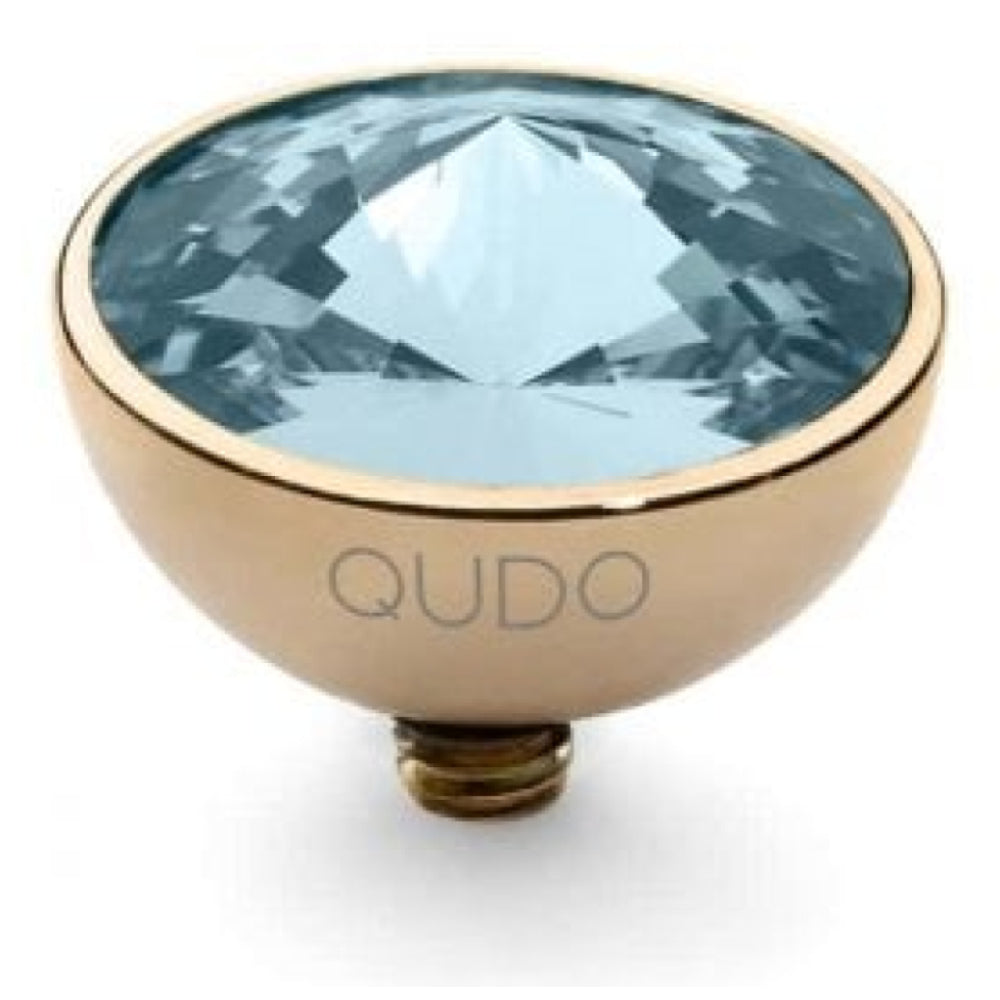 Famosa Gold 11.5mm Bottone Ring Top Aquamarine