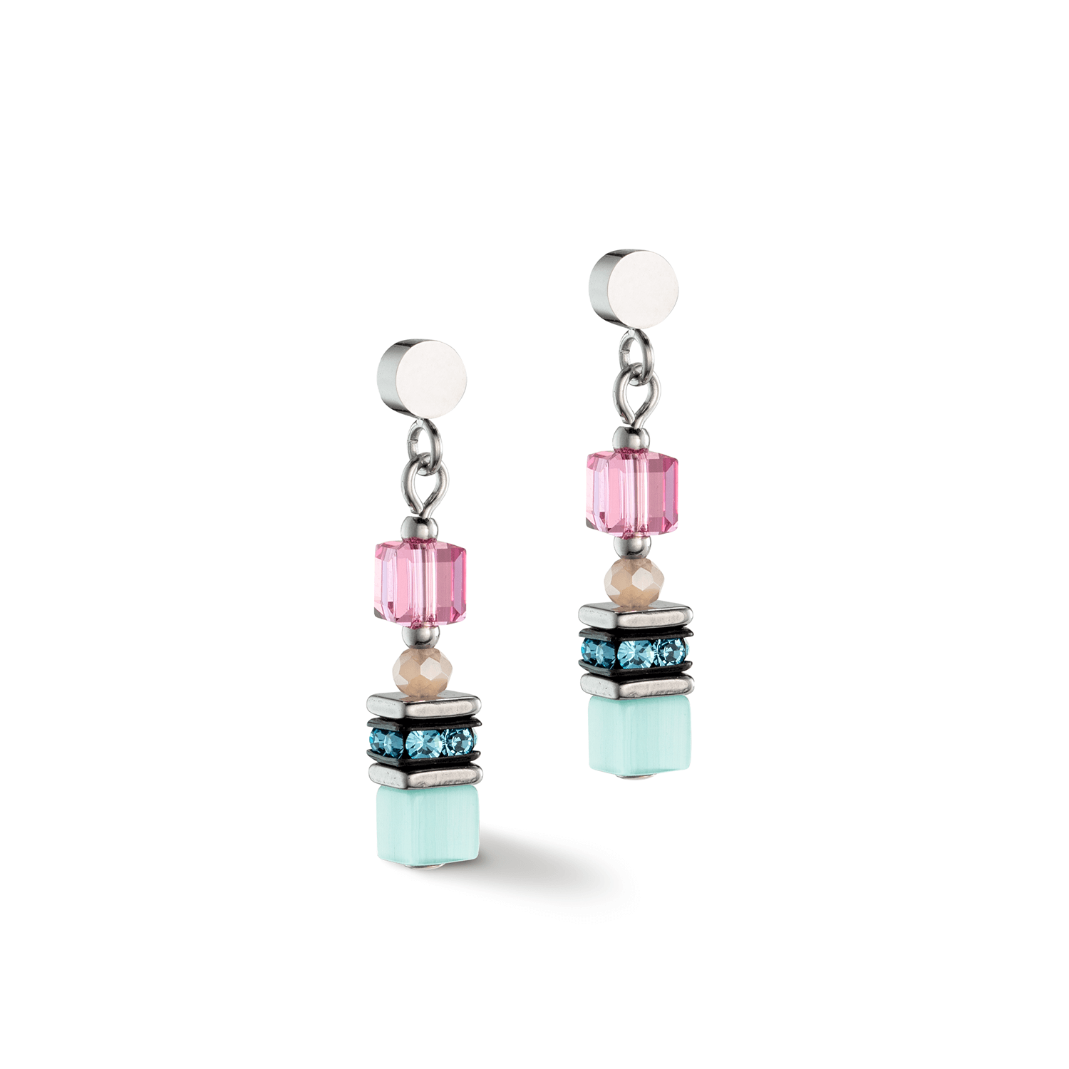 Mini Cubes Multicolour Pastel Earrings With Stickpin