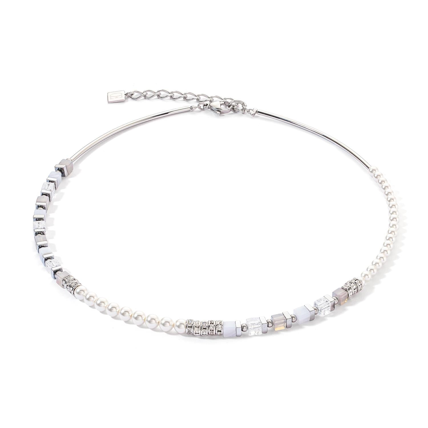 Precious Fusion Offset Silver Light Blue Necklace
