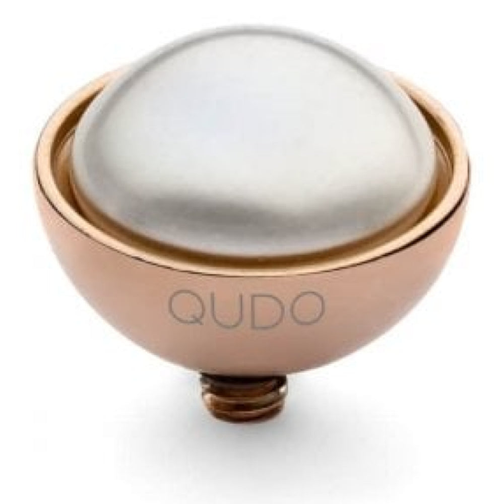 Famosa Rose Gold 11.5mm Bottone Ring Top White Pearl