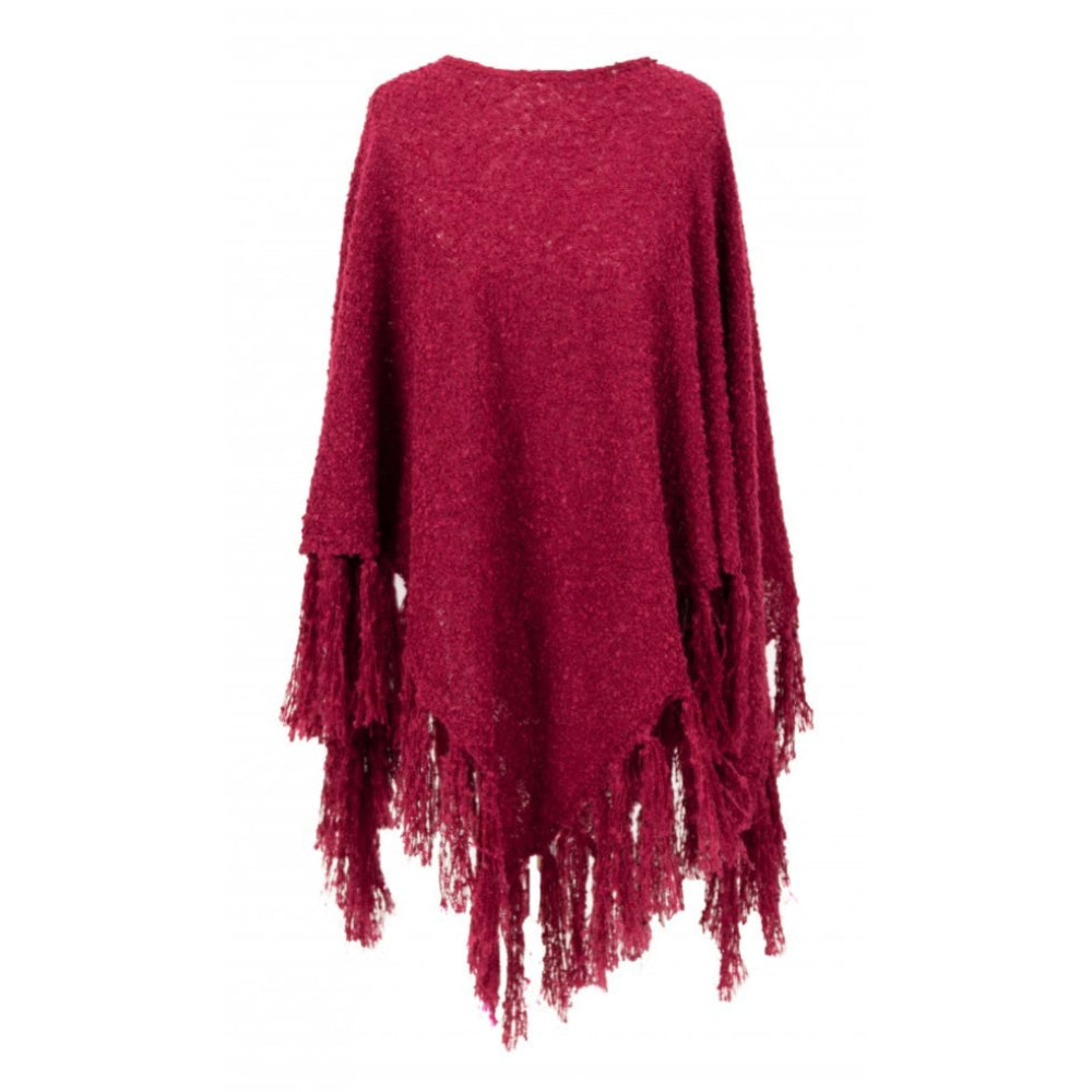 Tara Tassles Poncho - Berry
