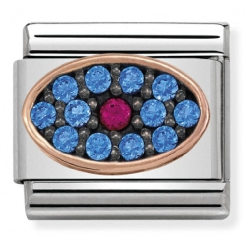 Classic Red & Blue CZ Rose Gold Oval