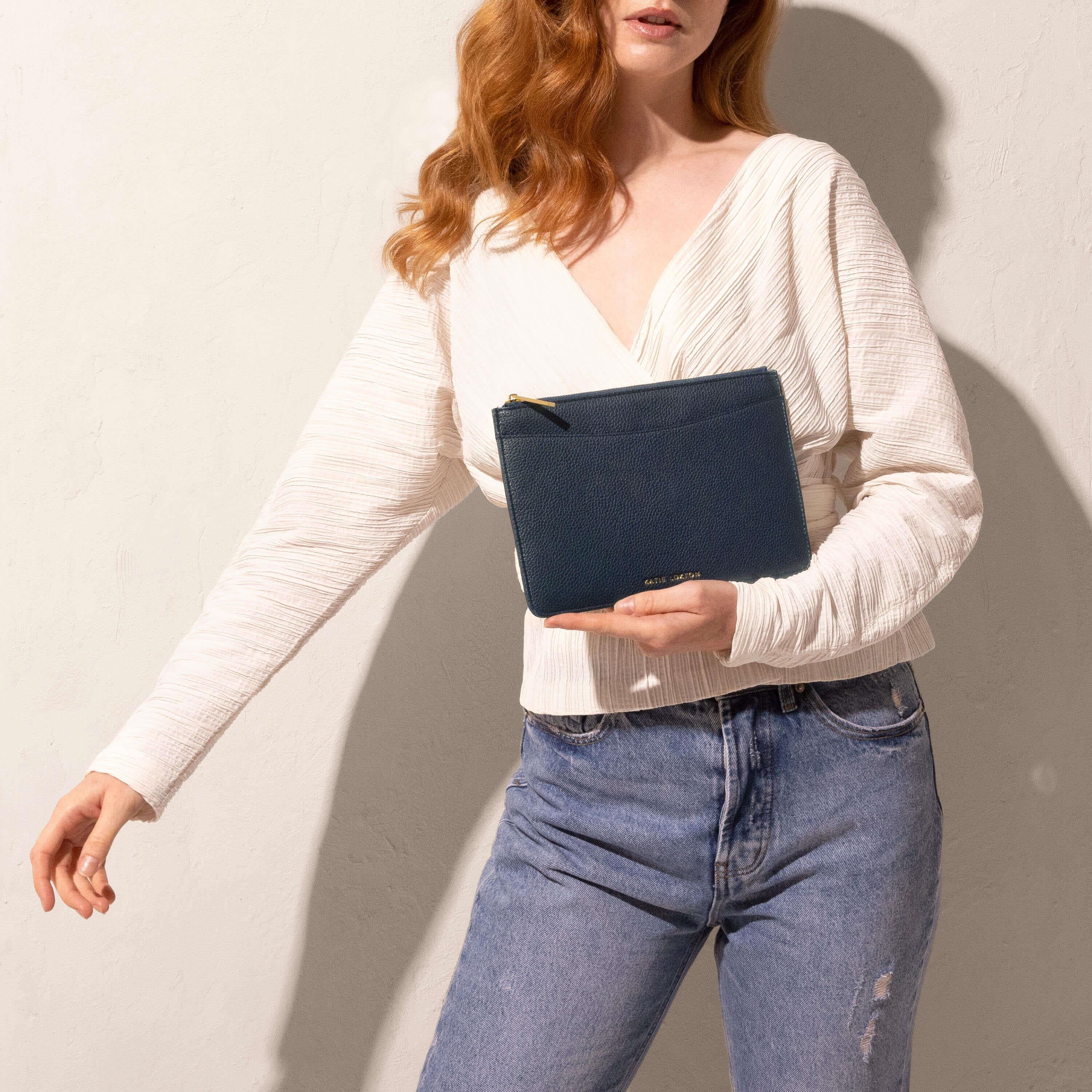 Cara Pouch | Navy | 16 X 24 X 1.5cm