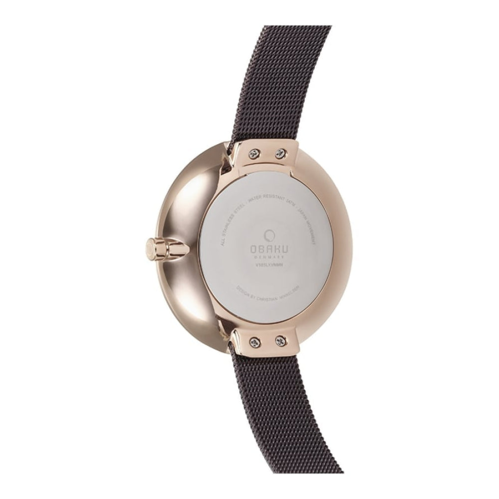 SAND - WALNUT Rose Gold Plated Stainless Steel Mesh Bracelet Watch