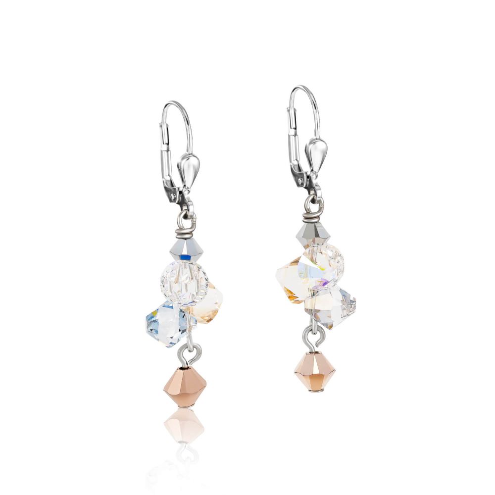 Rose Gold Swarovski Crystals & Stainless Steel Pierced Earrings