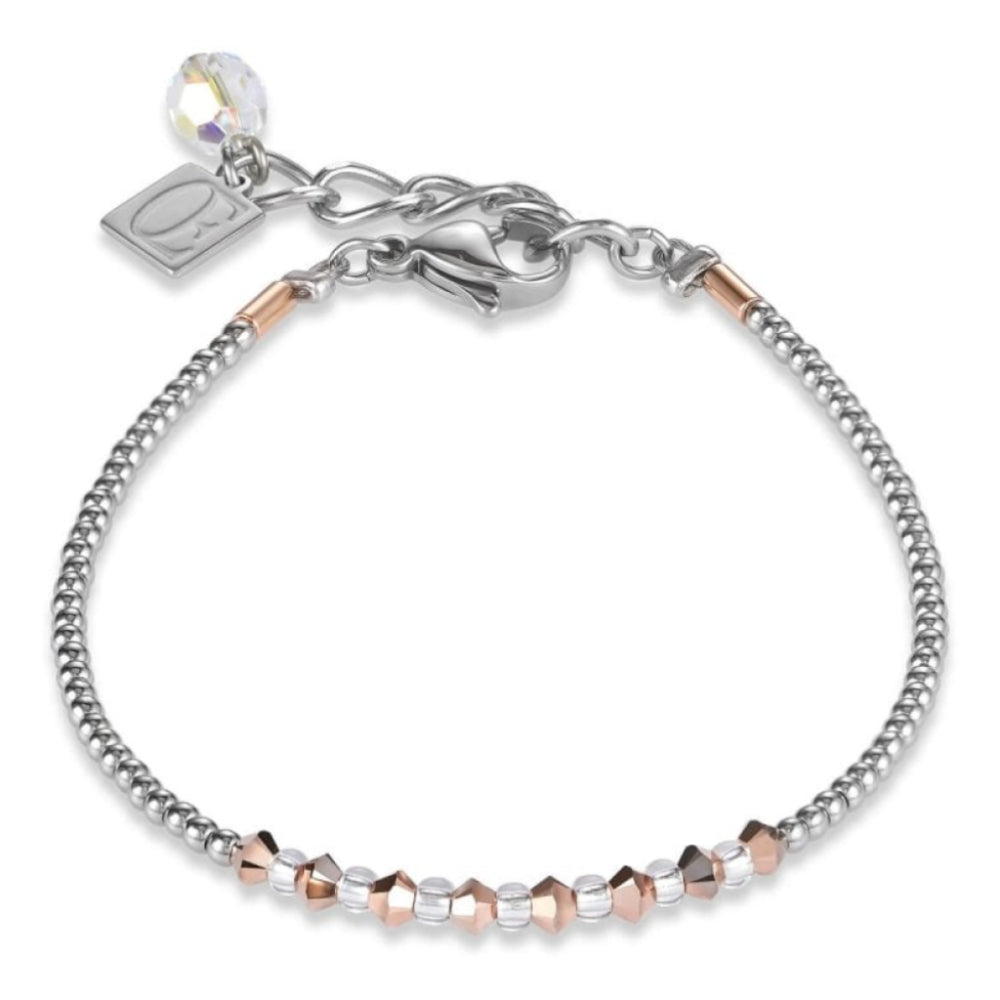 Crystal & Rose Gold Crystals Pave Silver Bracelet