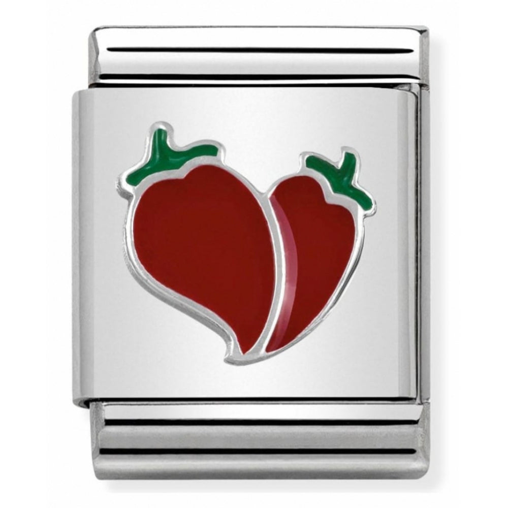 Chilly Heart Symbol Composable Stainless Steel, Enamel And Sterling Silver Big Charm